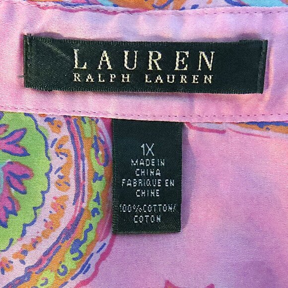 Lauren Ralph Lauren Pink Paisley Button-Down Shirt – Size 1X - Picture 6 of 7